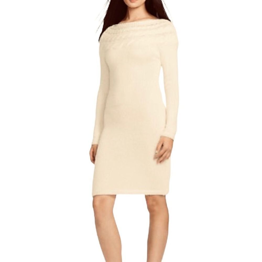 Lauren Ralph Lauren Knit Boatneck Minidress, XS, Cream, heritage prep